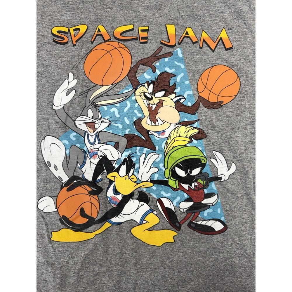 Space Jam Men’s Small Graphic Tee Tune Squad Basketball Vintage Style Gray - Picture 4 of 7